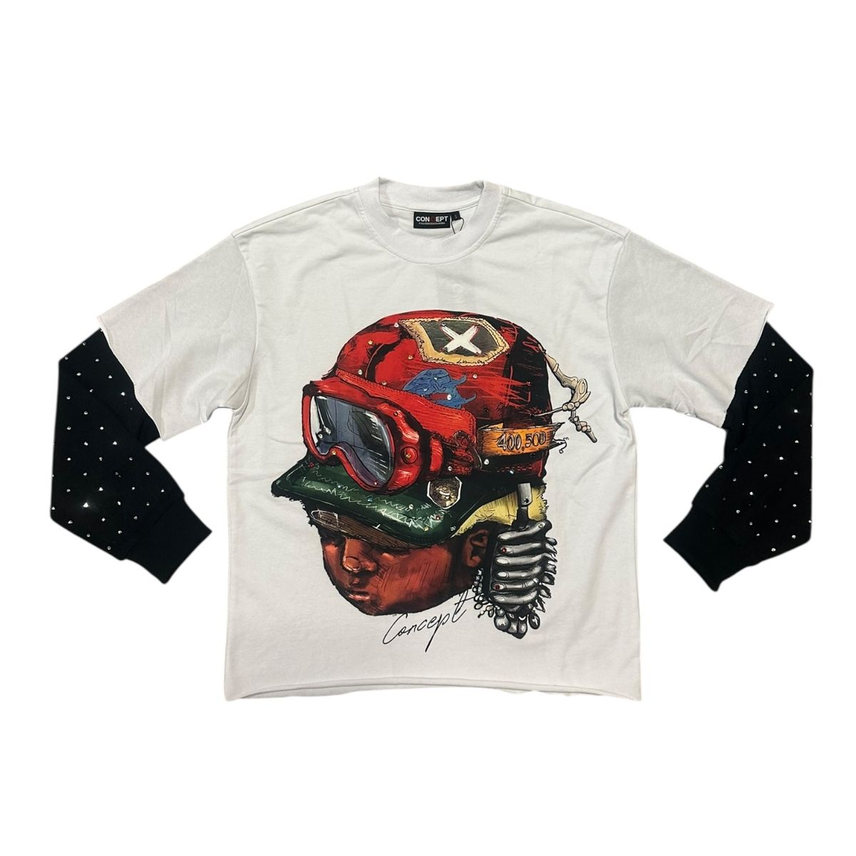 "CAPTAIN" LS TEE- WHT