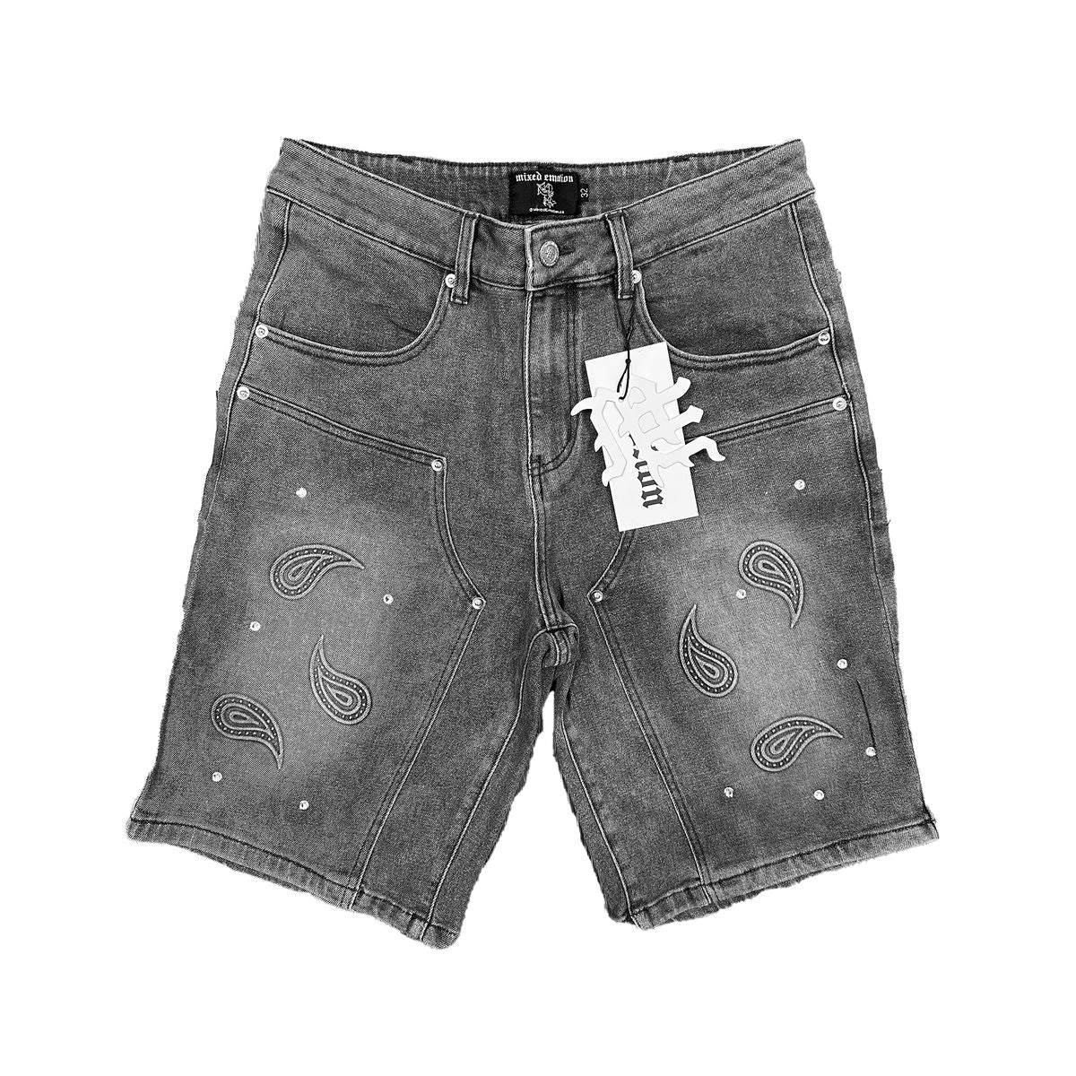'Paisley' Denim Grey Shorts