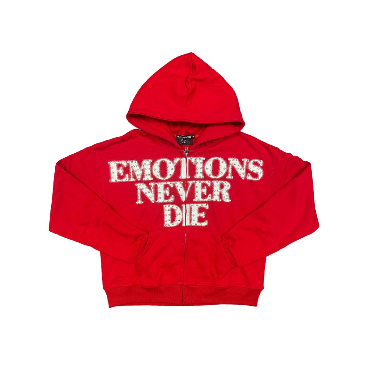 ME Red ‘End’ Rhinestone hoodie