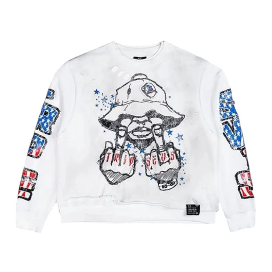 Triple Sevens Trade War Long Sleeve Thermal White Tee