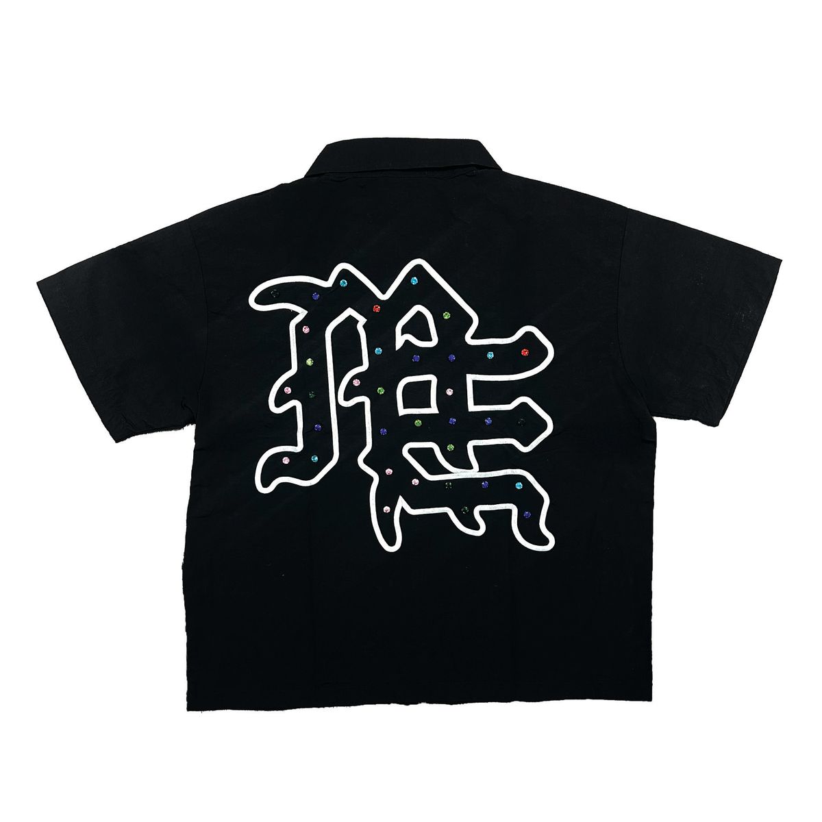 “ME Rhinestone Nylon Zip Up Shirt